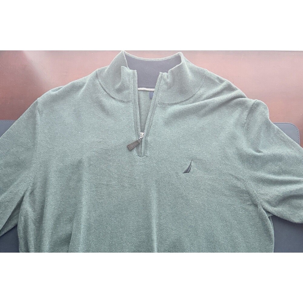Nautica Long Sleeve 1/4 quarter zip Sweatshirt pullover Size L large army green